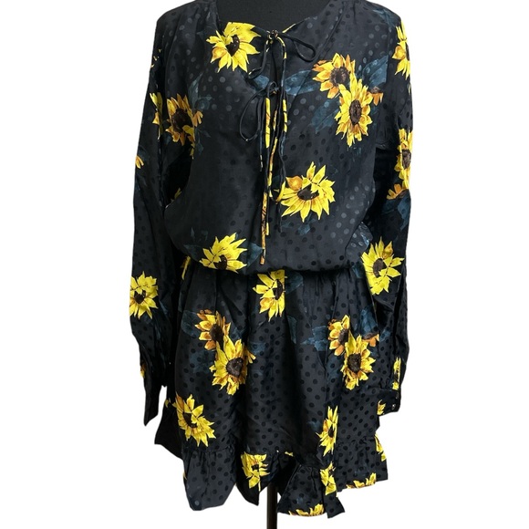 The KOOPLES Sunflower long Sleeve Sunflower Dress, Size 1 is a Small - Picture 3 of 7